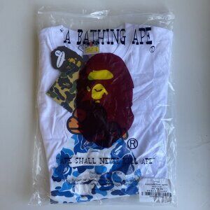 Authentic BAPE Blue Logo T Shirt-Mens Large 100% cotton Heavyweight (BAPE)